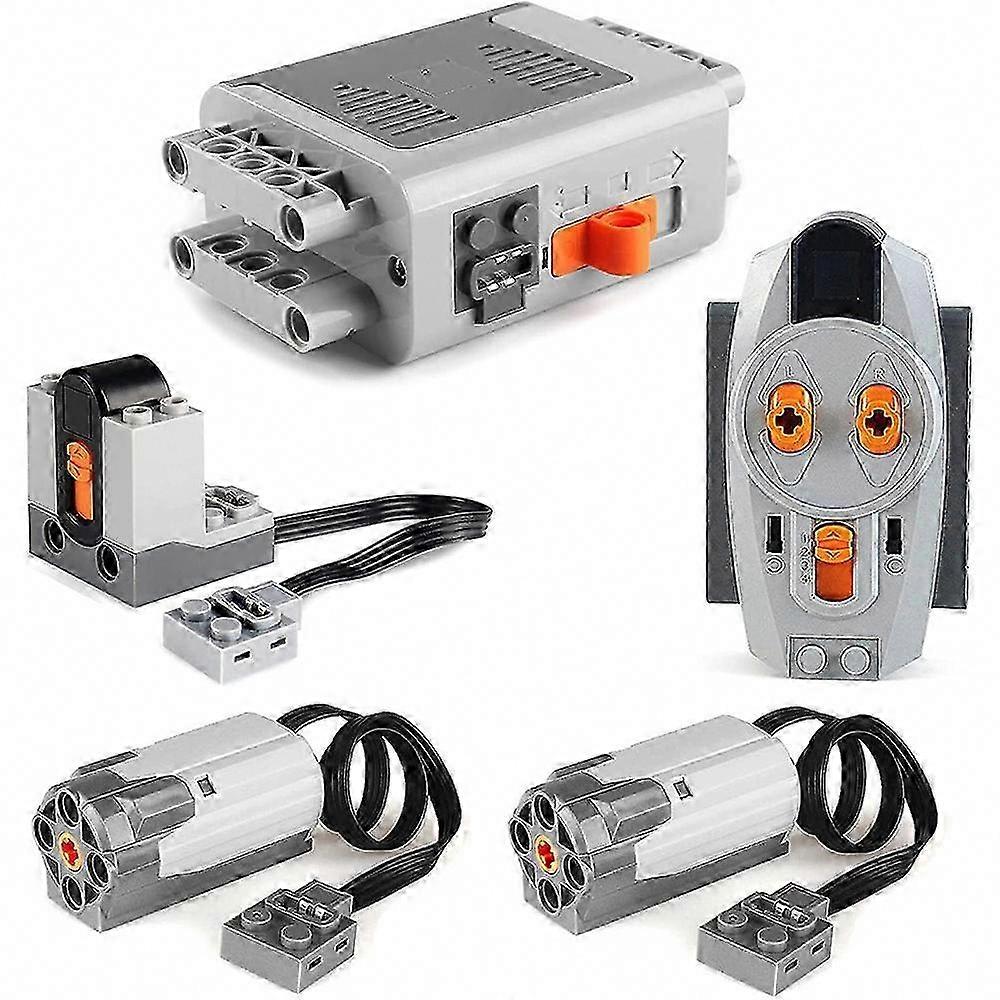 5pcs Power Function Motor Kit with 2 Medium Motors, 1 Battery Box & 1 IR Remote for Building Blocks