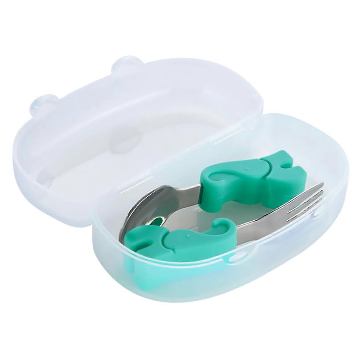 Fork and Spoon Set Short Handle Utensils Safe Food Grade Tableware for Baby Weaning and Learning to Eat
