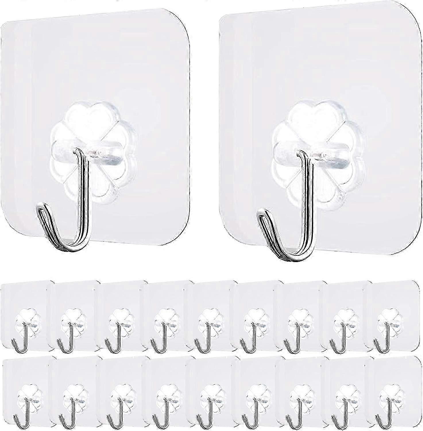 Adhesive Hooks 20 Pack 30 Lbs/15 Kg