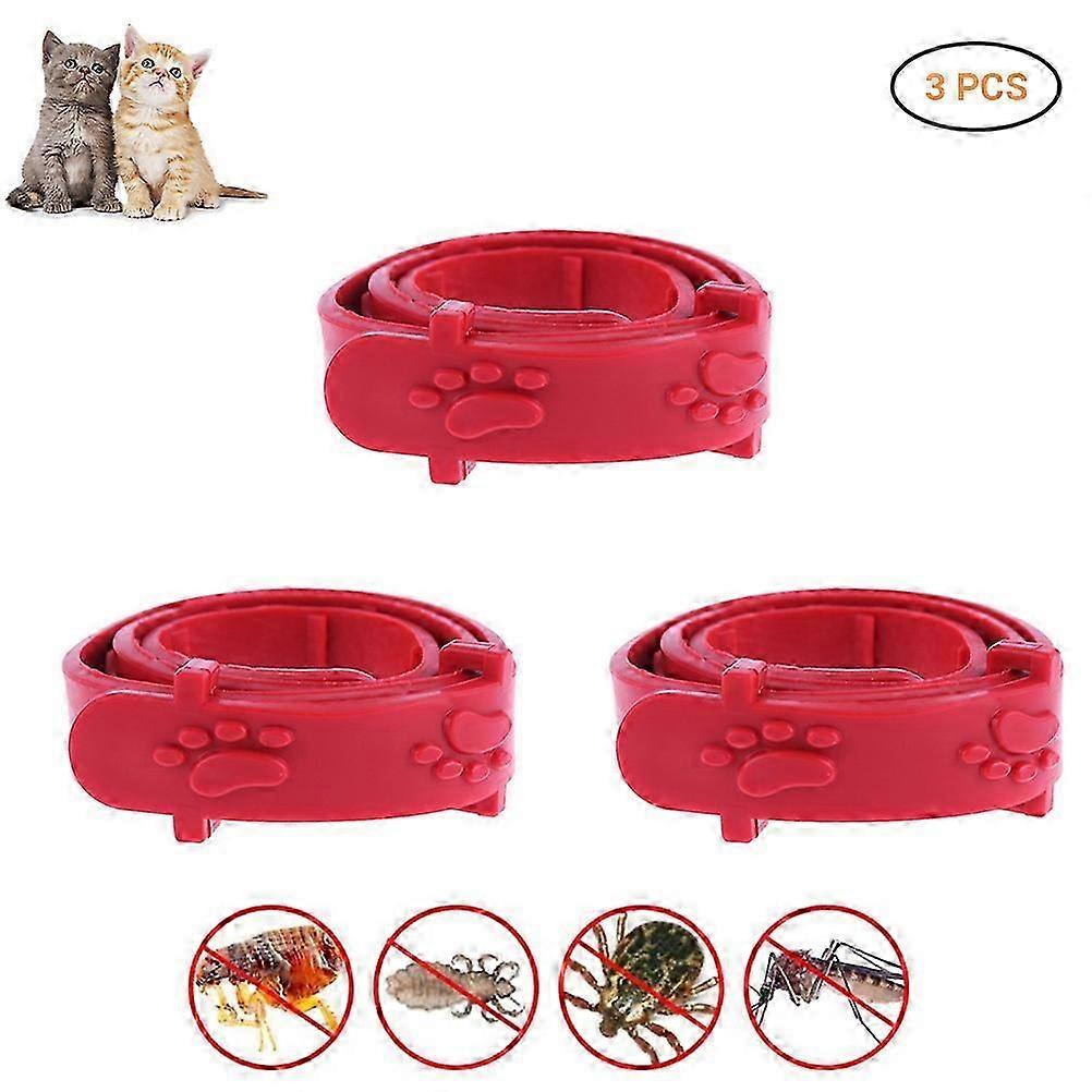 3個赤調節可能なペット猫ノミダニ首輪治療猫首輪ペット用品