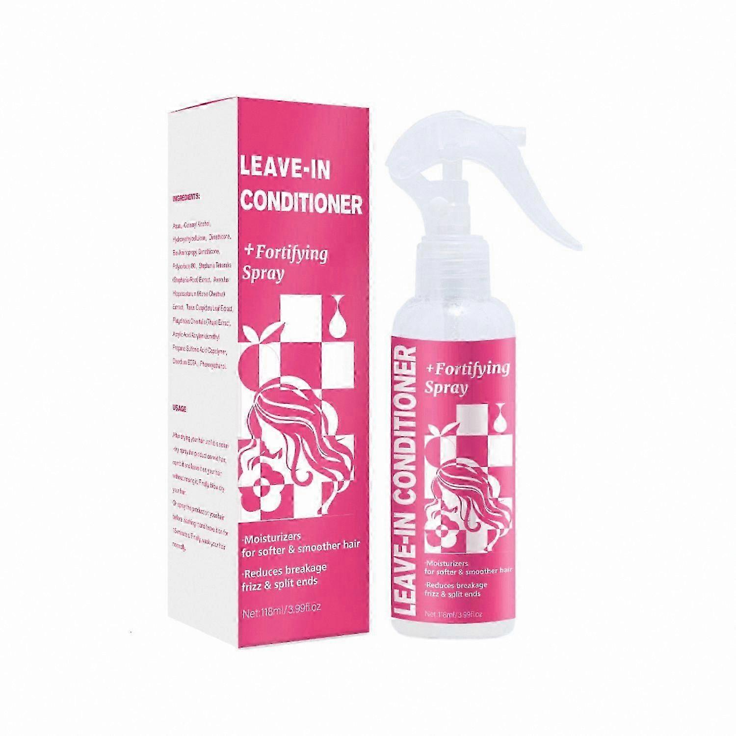 Anti-Frizz Leave-In Spray for Split Ends & Breakage, 118ml Fortifying Hair Conditioner Treatment