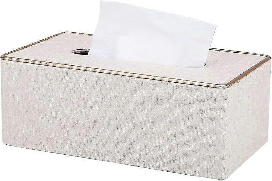 Leather Tissue Box Cover, Rectangle Tissue Holder, Home Office Decor, Pearl White