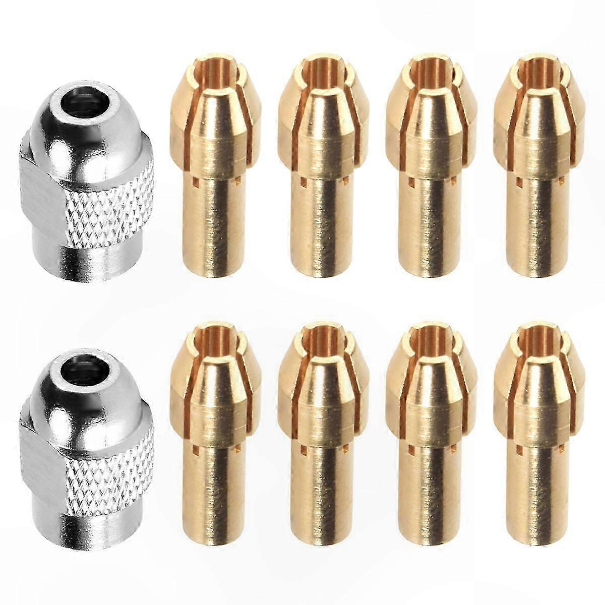 10 Pieces Brass Collet Set for Rotary Tools, Quick Change Drill Nut Replacement Kit, Sizes 0.8/1.2/1.5/1.8mm