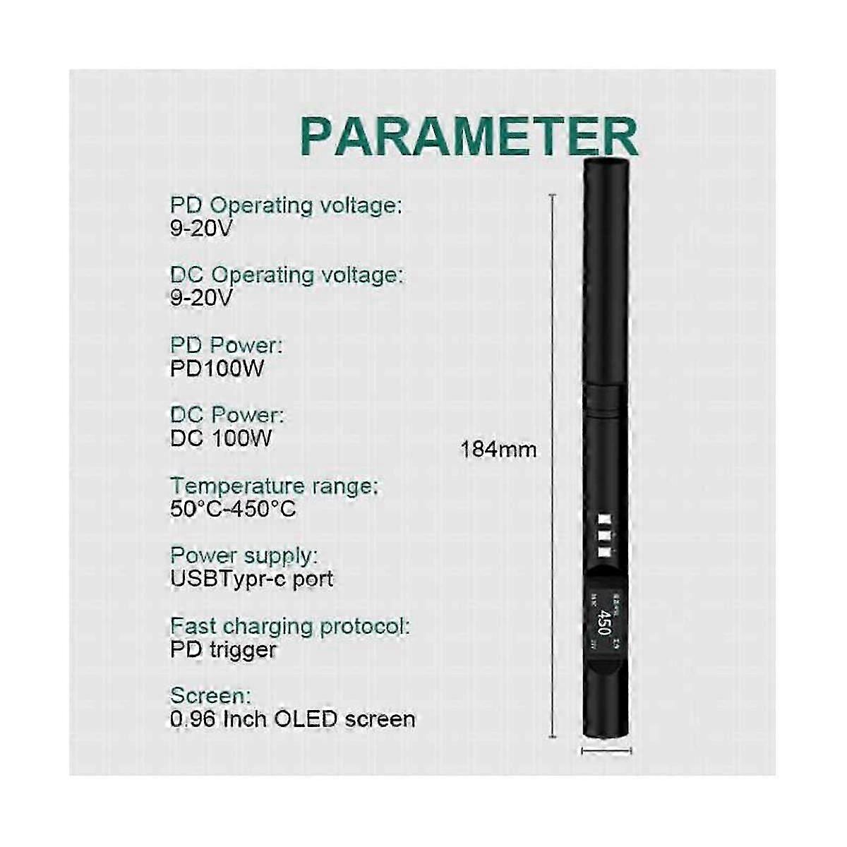 PTS200 V2 PD Electric Solder Iron - Fast Heating, Portable Tinning Iron with PD3.0 Firmware Support
