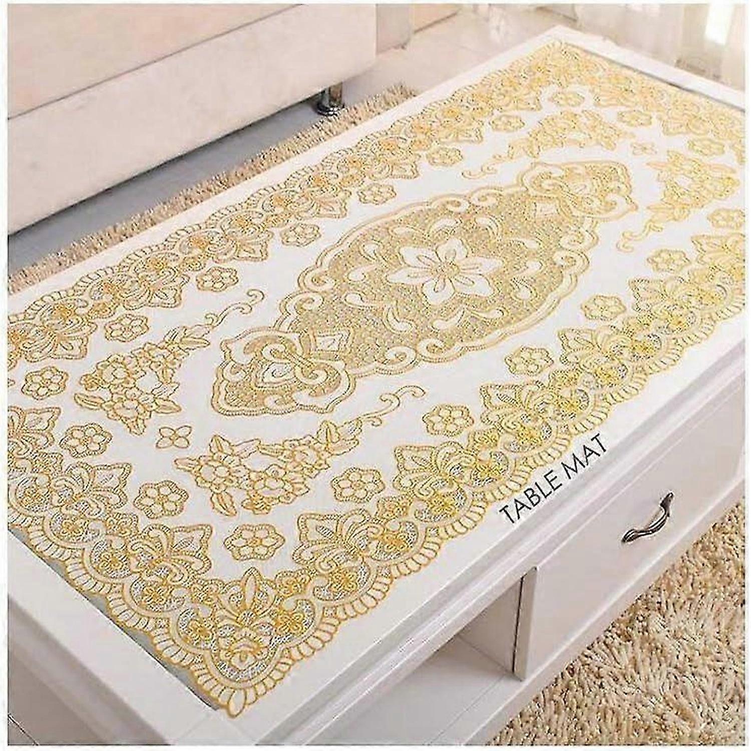 Large Rectangular Embroidered Placemats Floral Cutwork Table Mats Insulation Non-slip PVC PlaceMats Perfect Dining Decoration
