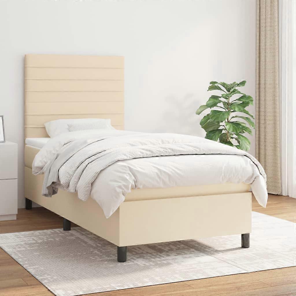 Boxspringbett mit Matratze Creme 80x200 cm Stoff