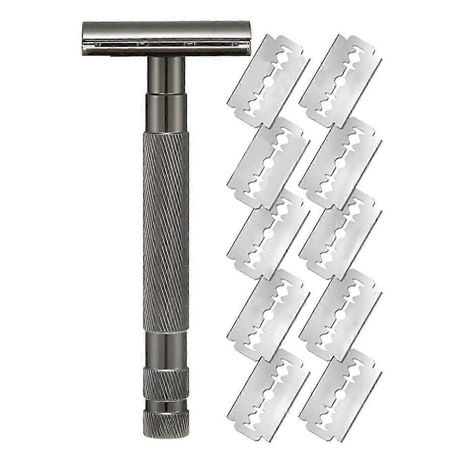 Replaceable Reusable Safety Razors with Stainless Steel Double-Sided Blade,B