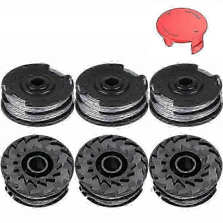 1 Set Compatible For BOSCH 6PCS Lawn Mower Trimmer Spools 9+1 Cap 1600A00X61 1600A00DU0 F016L724381