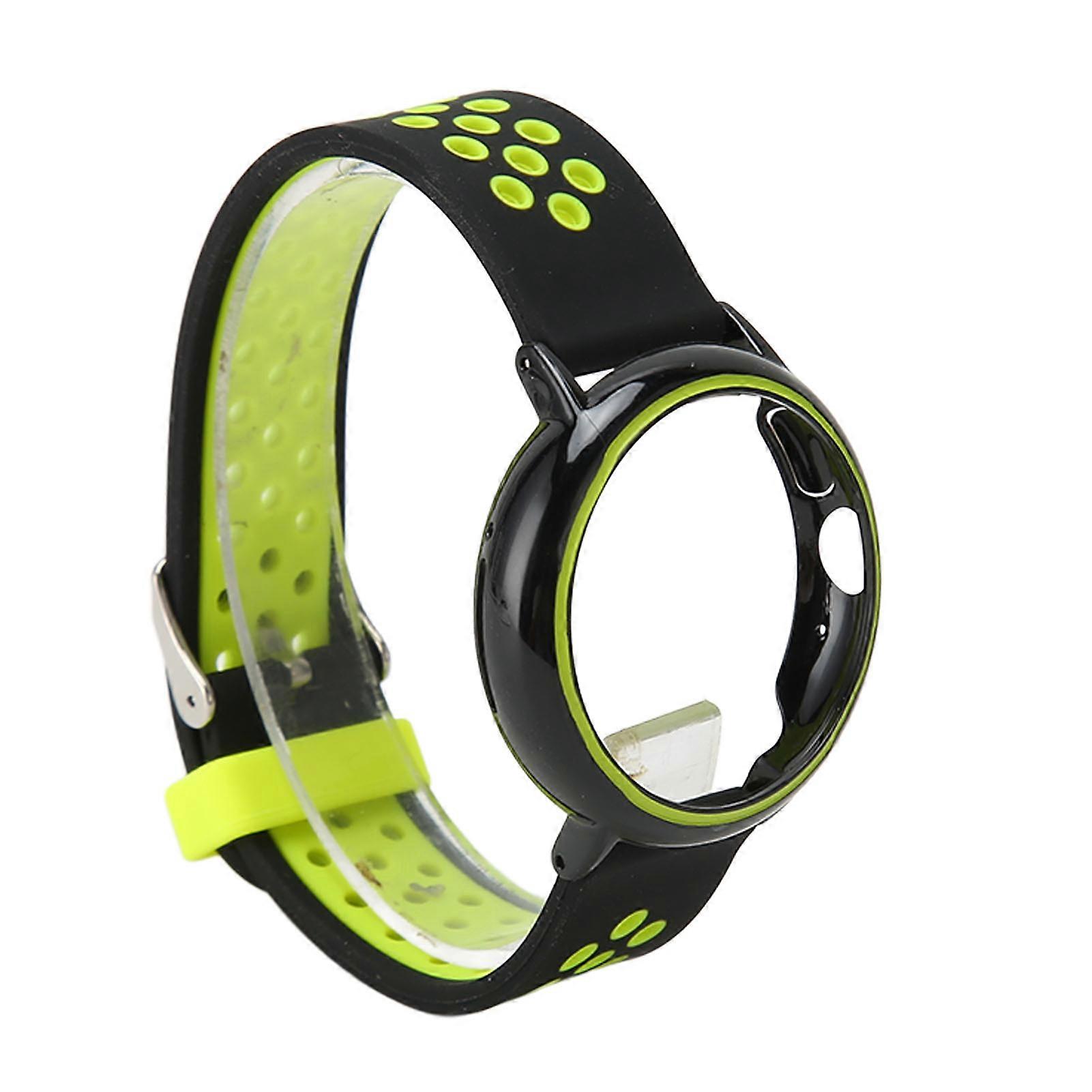 Replacement Silicone Watchband Adjustable Soft Strap for Pixel Watch Black Green