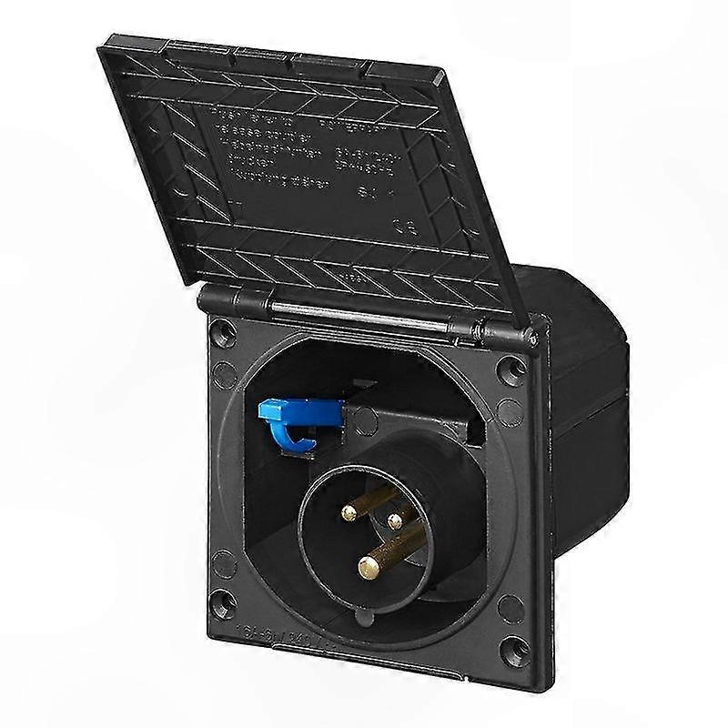 Soquete quadrado com design CEE preto e recurso embutido