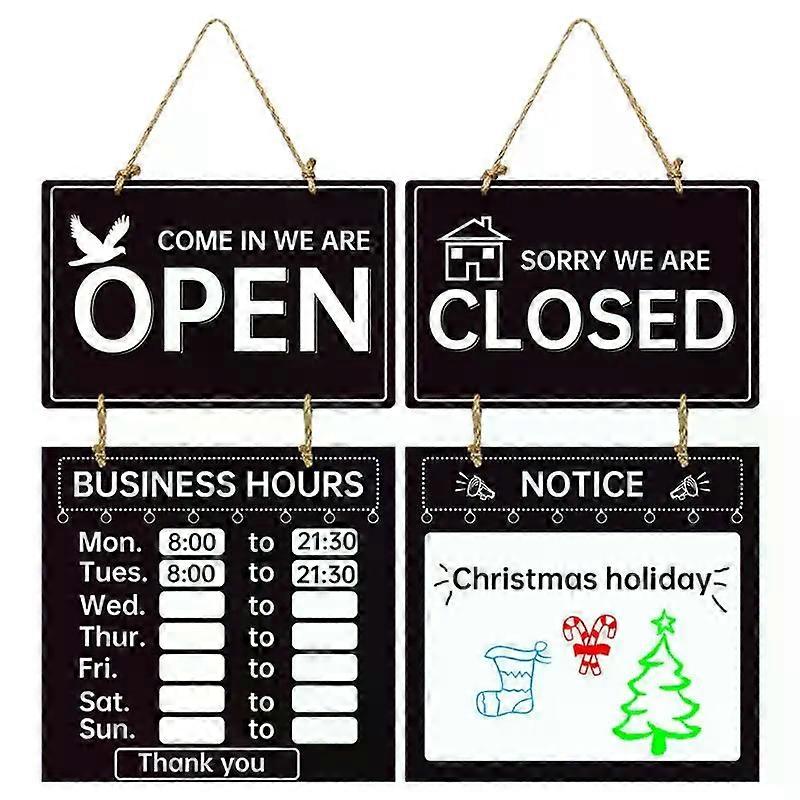 Double Sided Store Hours Sign Open And Closed Sign With Hours Decorative Welcome Boards Business Hours Sign For Store Shop Gym