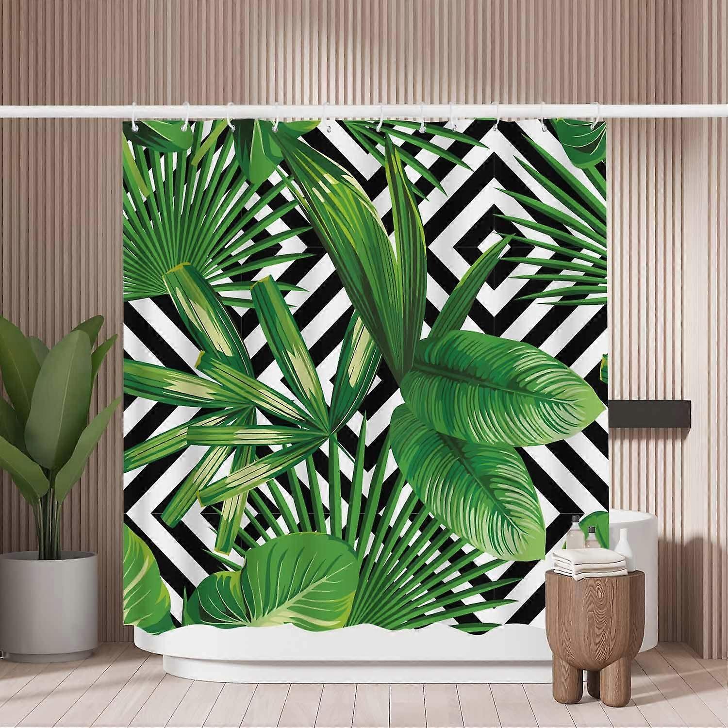 Mildew Resistant Polyester Shower Curtain with 12 Plastic Hooks