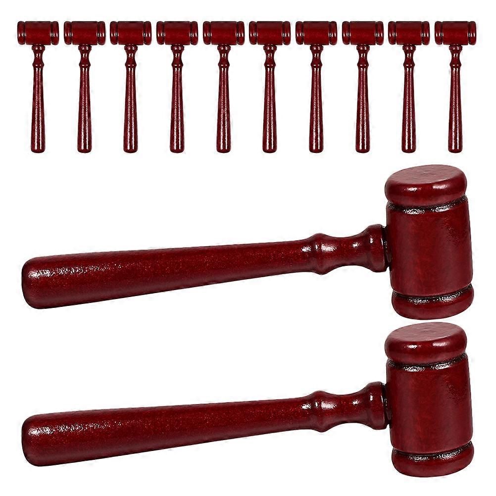 Red Wooden Judge Gavel for Kids Role Playing 12Pcs Set