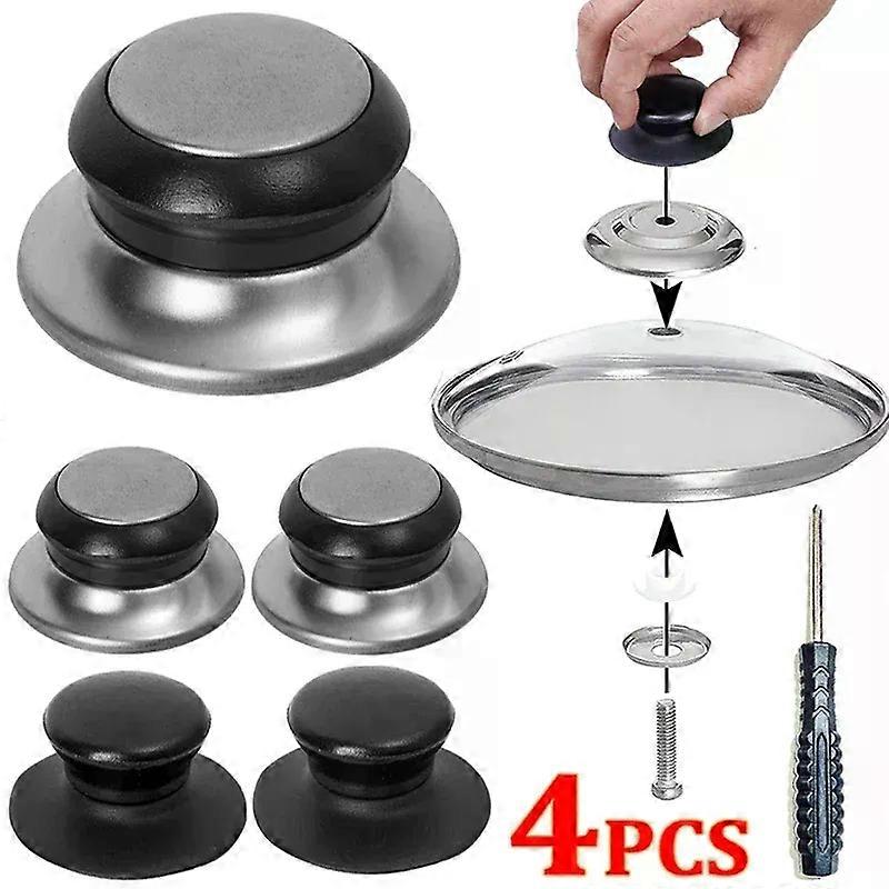 1/4PCS Kitchen Pot Lid Knobs Replacement Lid Hand Grip Handles Universal Pan Lid Holding Tops Resistant Tools with Screwdriver