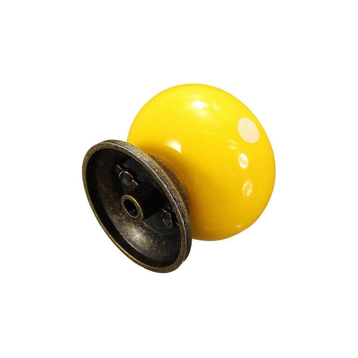 Yellow Ceramic Cupboard Knobs Round Pull Handle for 30Pcs Drawer Sets