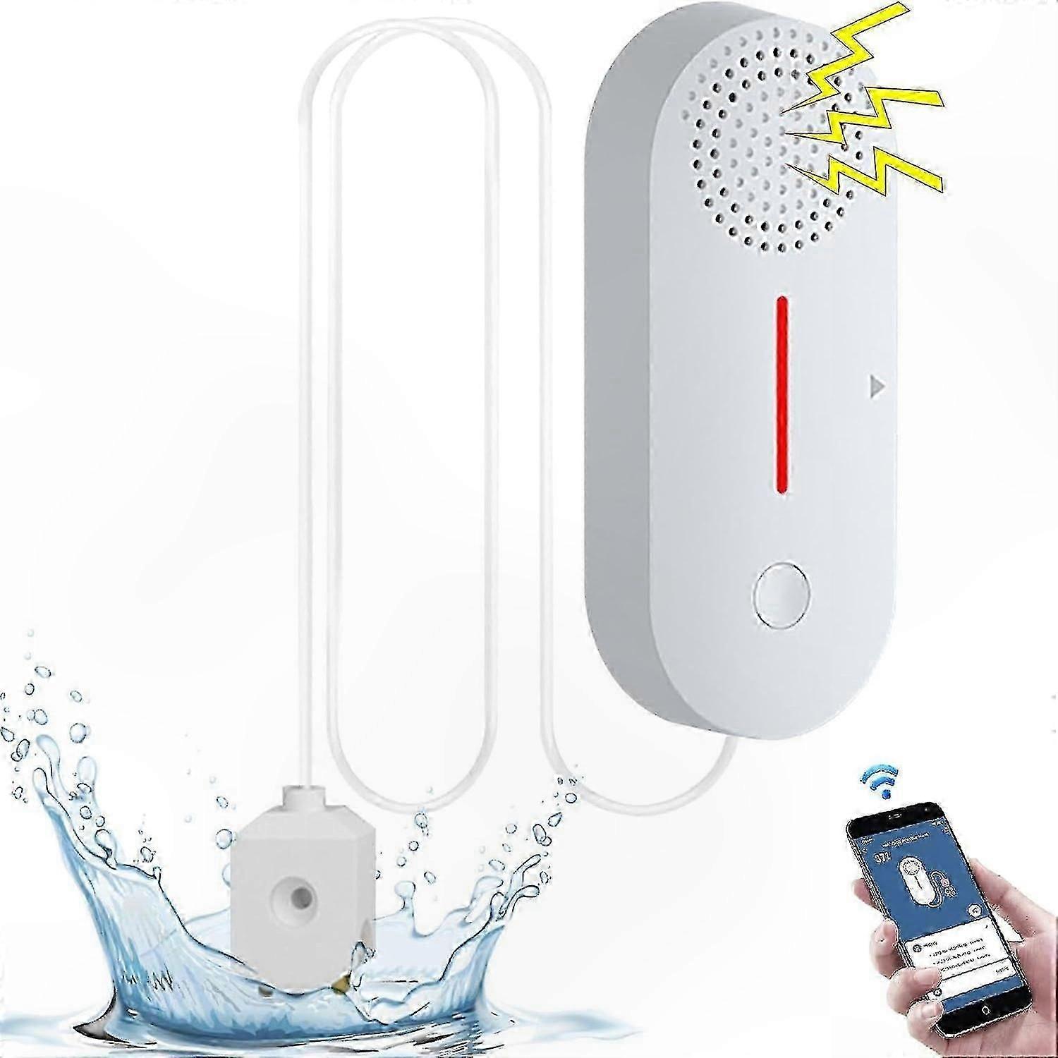 WiFi Water Leak Detector with 100dB Alarm, Low Water Level Alert, Smart Remote Sensor for Home and Office Use