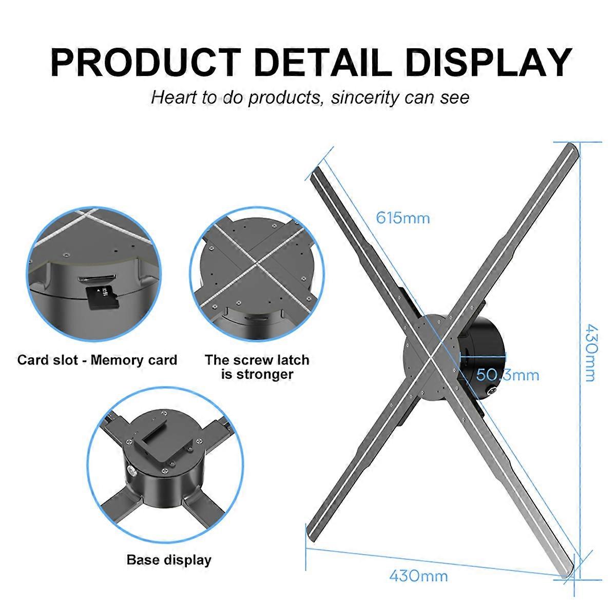 WiFi 3D Holographic Projector 615mm 722LED Holographic Player UK Plug