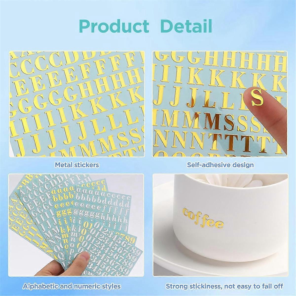 6 Sheet 9mm Alphabet Number Stickers Letters Stickers for Epoxy Resin