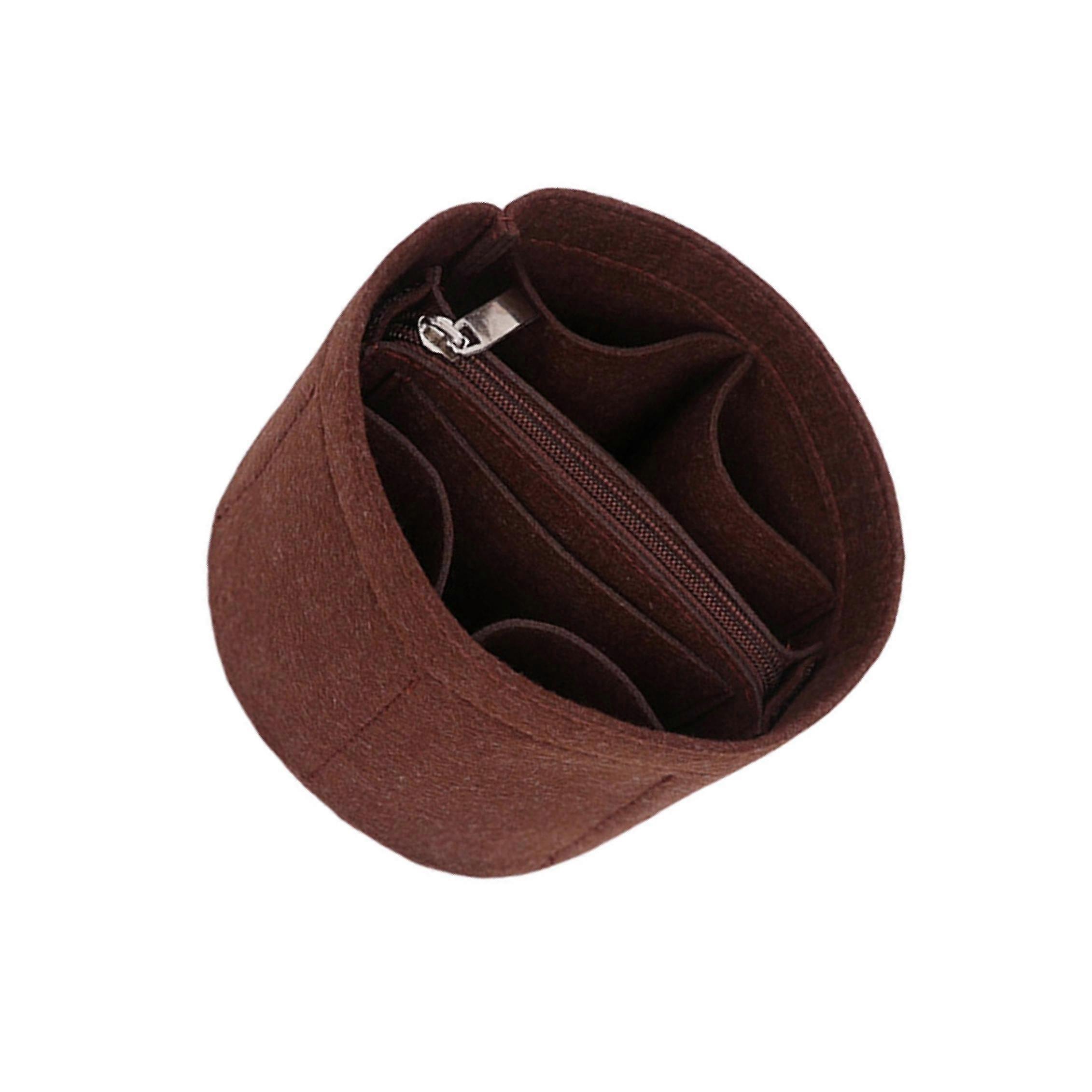 Storage Bag Liner Insert Bucket Type with Compartments Durable Material Felt Coffee