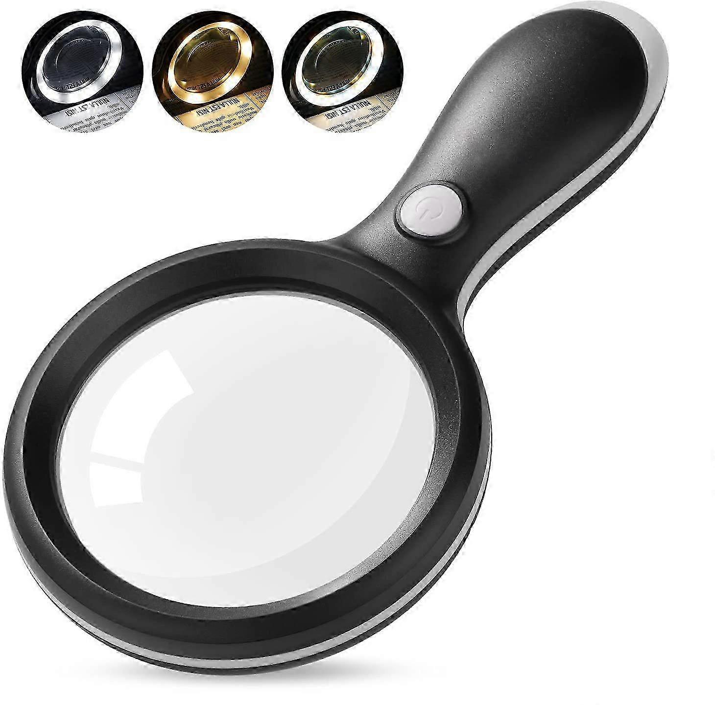 Magnifying glass with light, magnifying glass 10x magnification, illuminated reading magnifier, magnifying glass with 18 LED light