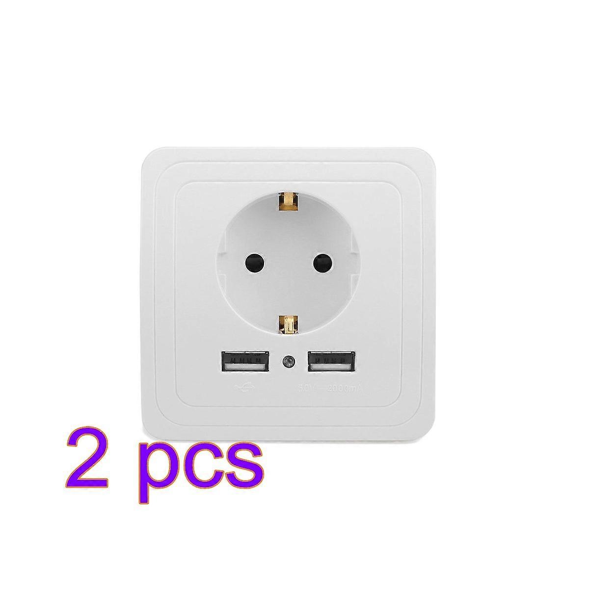USB Plug Socket Surge Protector with 2 USB Charging Ports 2Pcs Unit