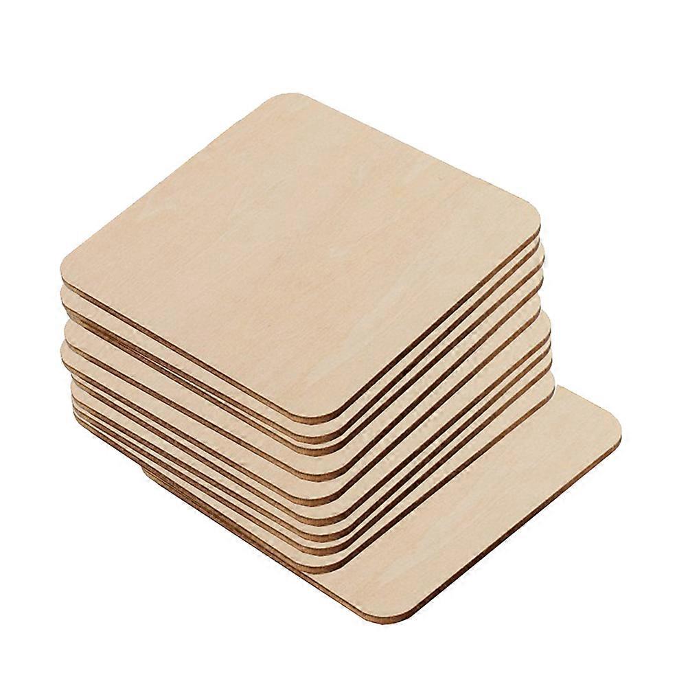 Wooden Decorations Square Embellishments for Craft Projects 60Pcs
