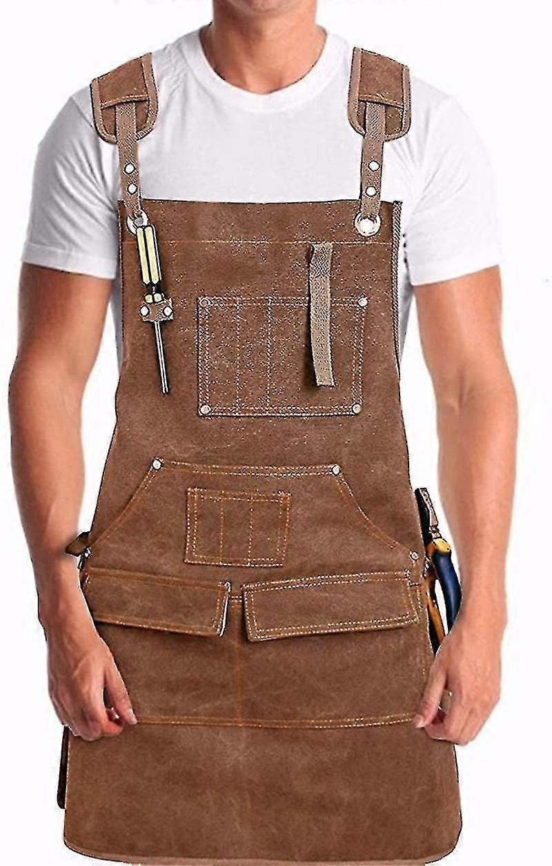 Tablier d’outil de travail en toile cirée robuste avec 9 poches, tabliers à sangle réglable, jaune Sx