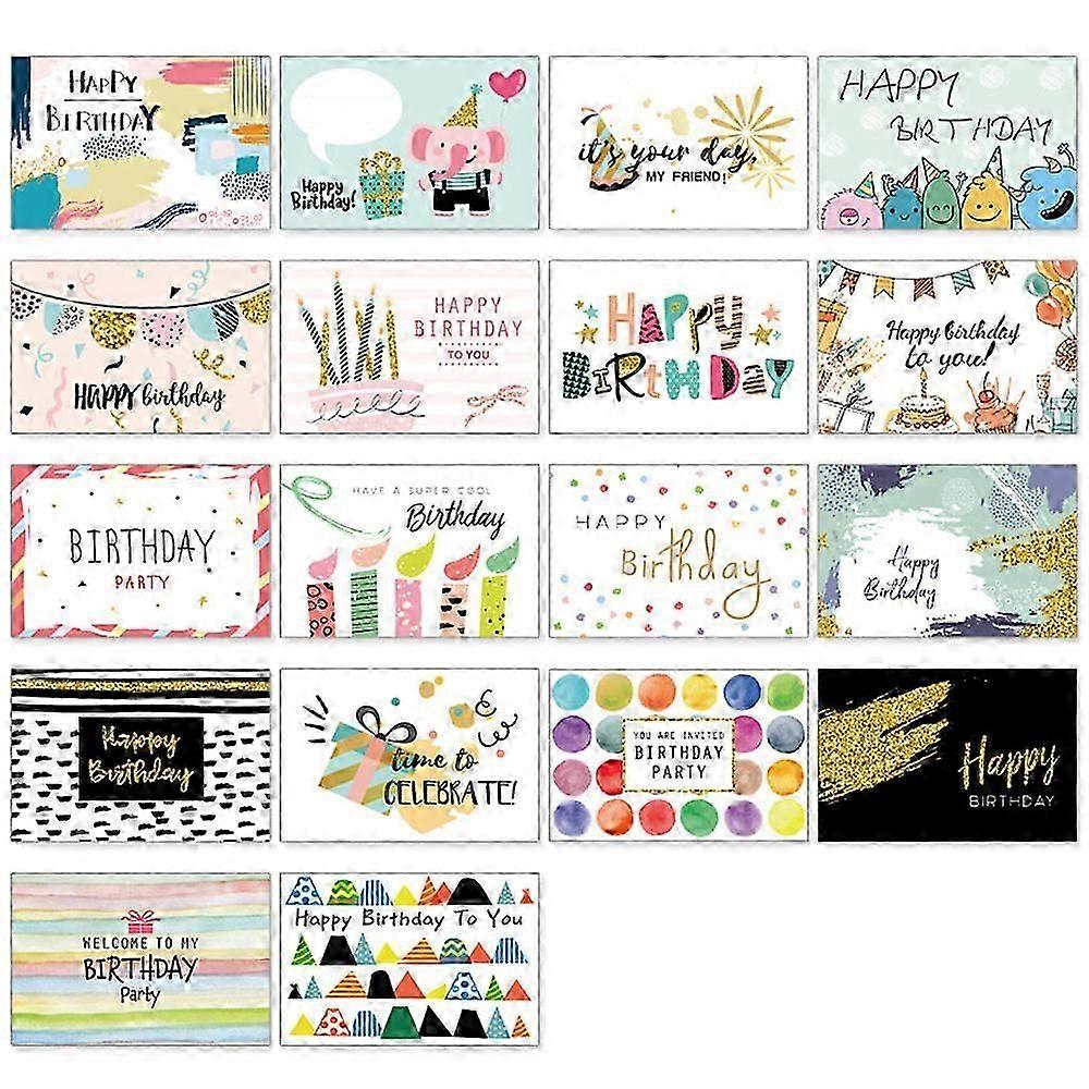 Set of 36 Birthday Envelope Message Cards, Perfect for Sending Wishes in the UK, Assorted Designs
