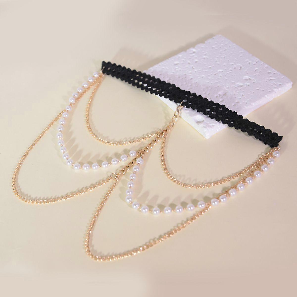 Corrente de perna sexy e exagerada, corda elástica retrô com pérolas, mais vendida