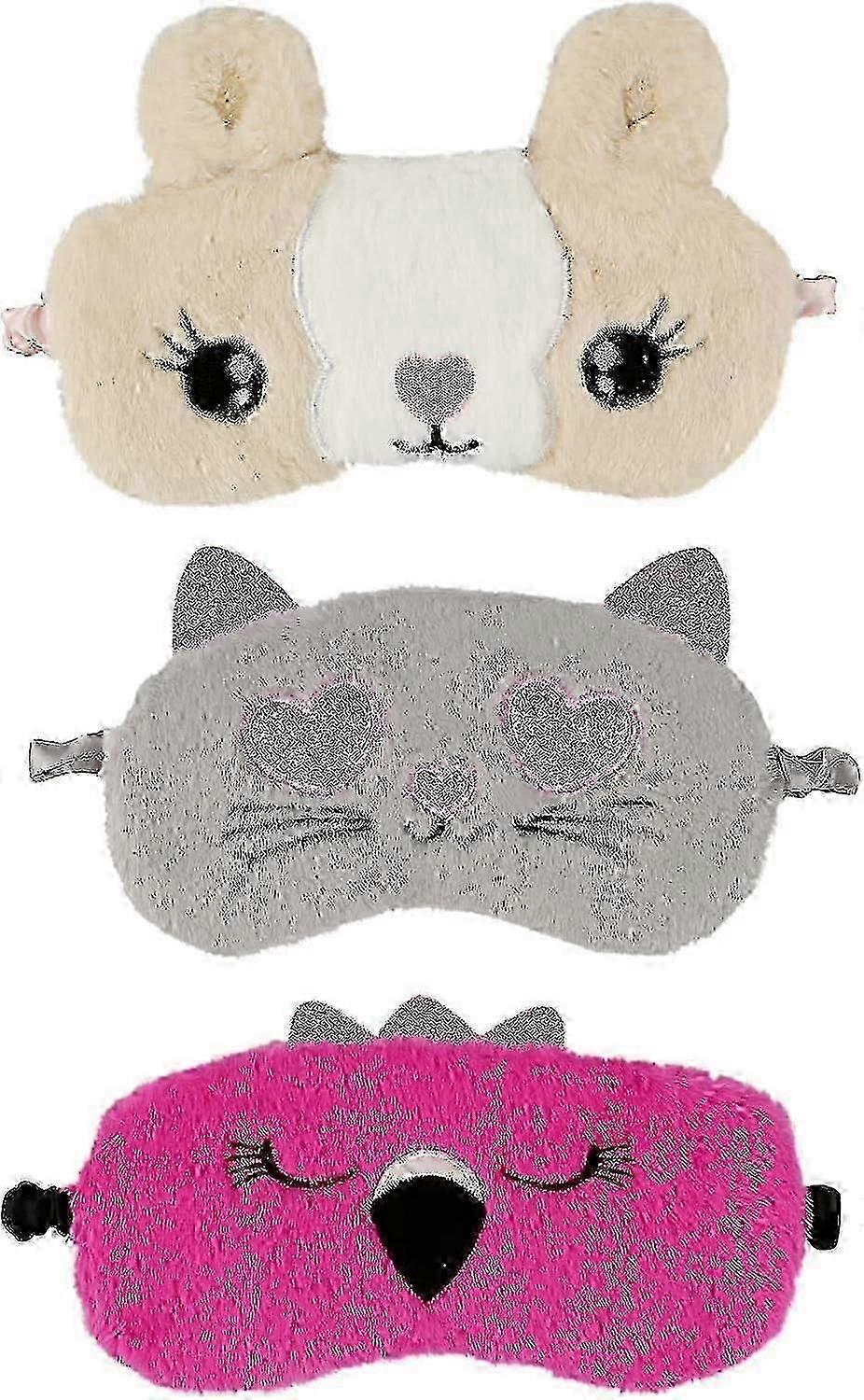 4-Pack Plush 3D Fluffy Animal Eye Masks - Soft Sleep Masks for Kids and Adults for Fun Relaxation in the UK