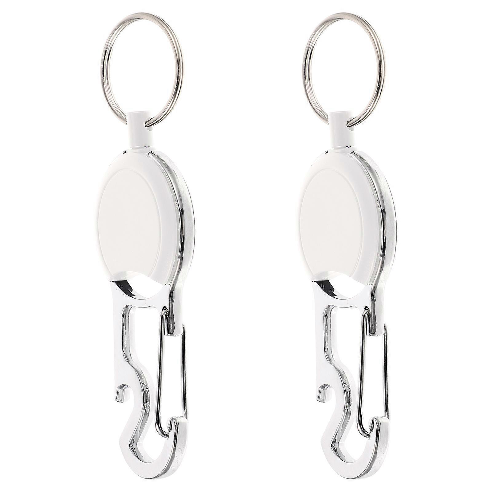 Retractable Keychain Carabiner Key Holder for Key Storage 6Pcs White Set