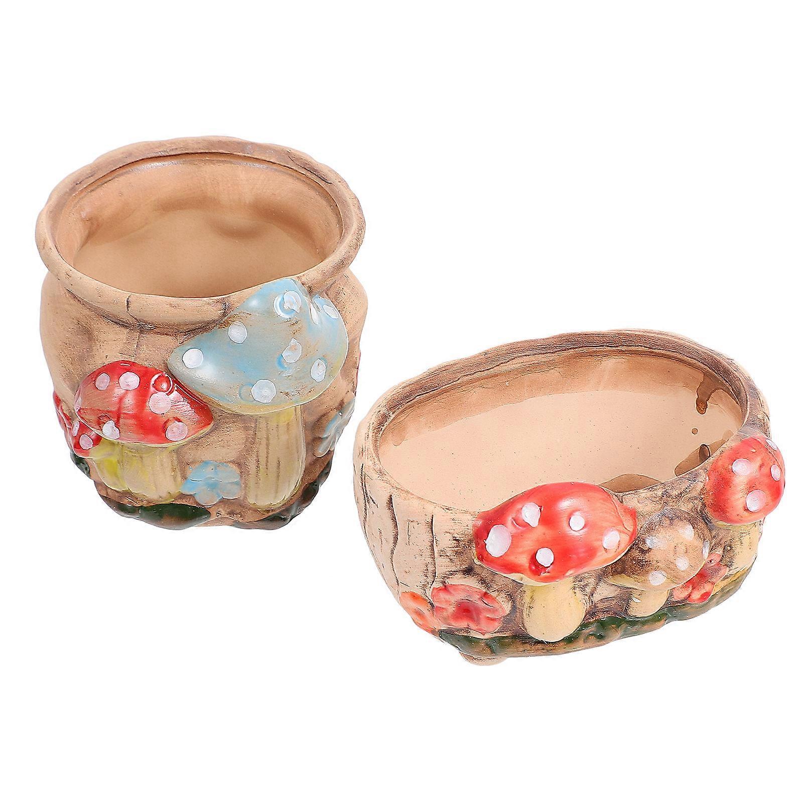 Unglazed Ceramic Succulents Pot for Decoration 4Pcs Tabletop Set