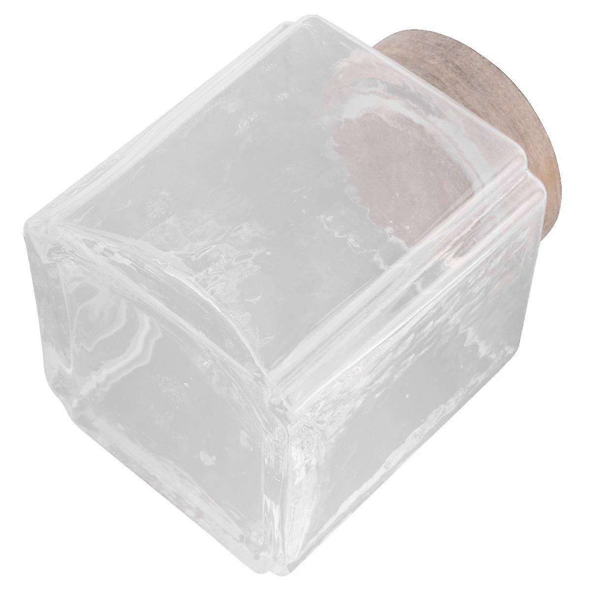 Glass Jar with Wooden Lid for Food Storage Functions 1 Piece