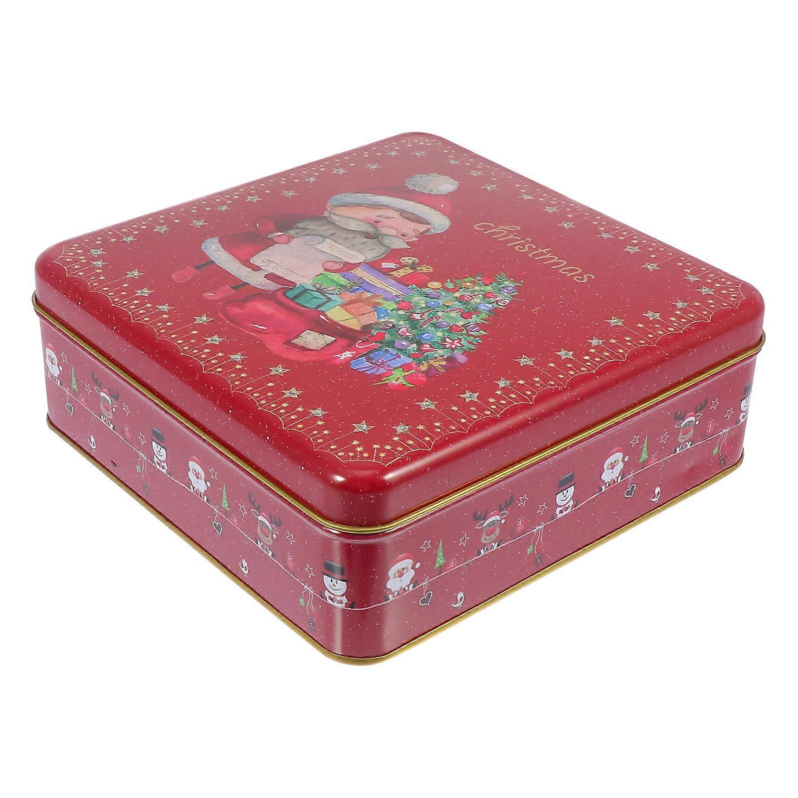 Candy Storage Box Red Iron Christmas Candy Box for Storage Use 2Pcs