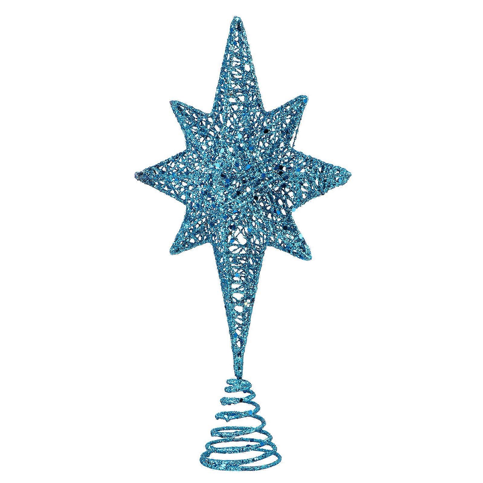 Christmas Tree Star Eight Pointed Topper for Decor 3Pcs Blue