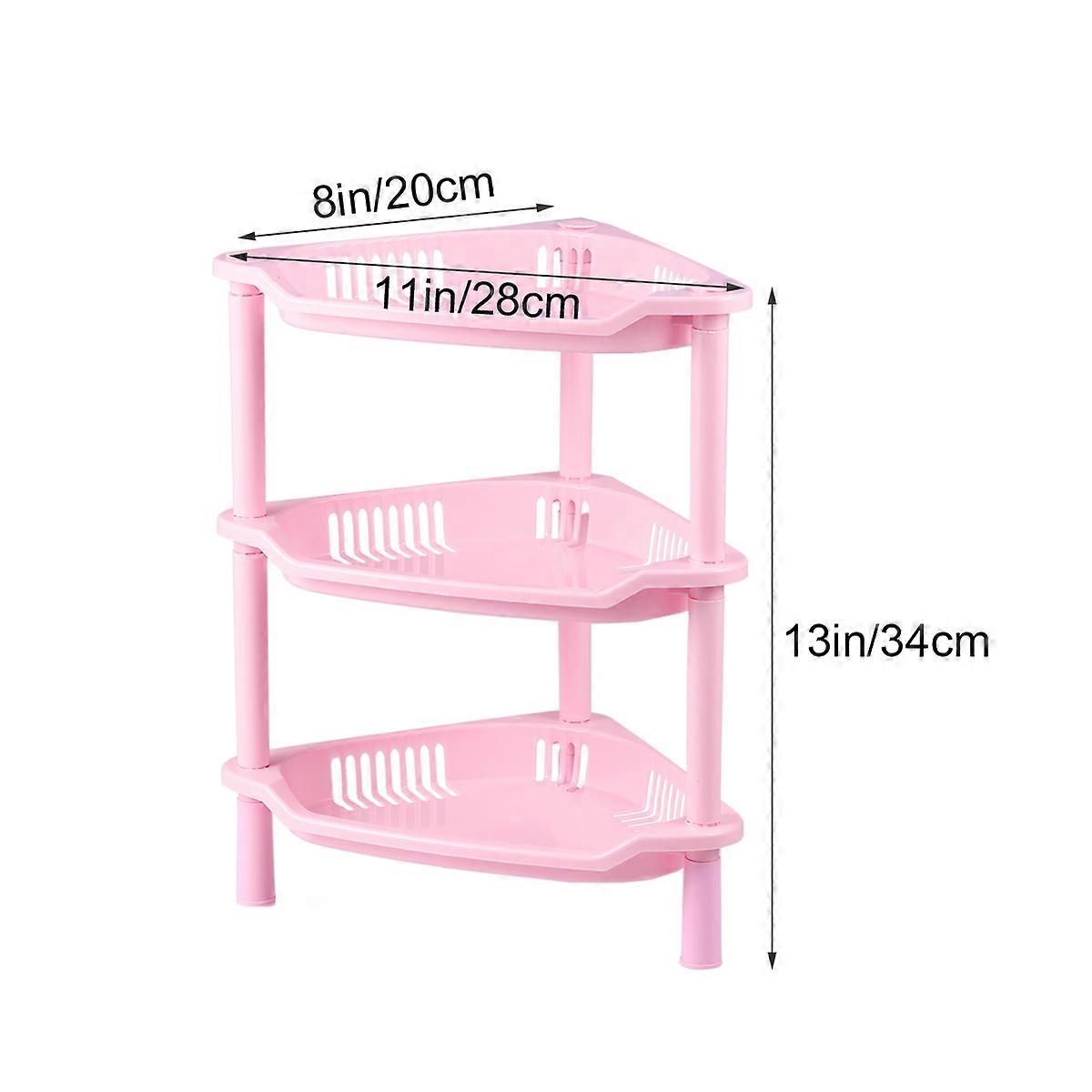 Bath Shelf Plastic Shelving Unit 3 Layer Pink For Bathroom Organization 1Pcs