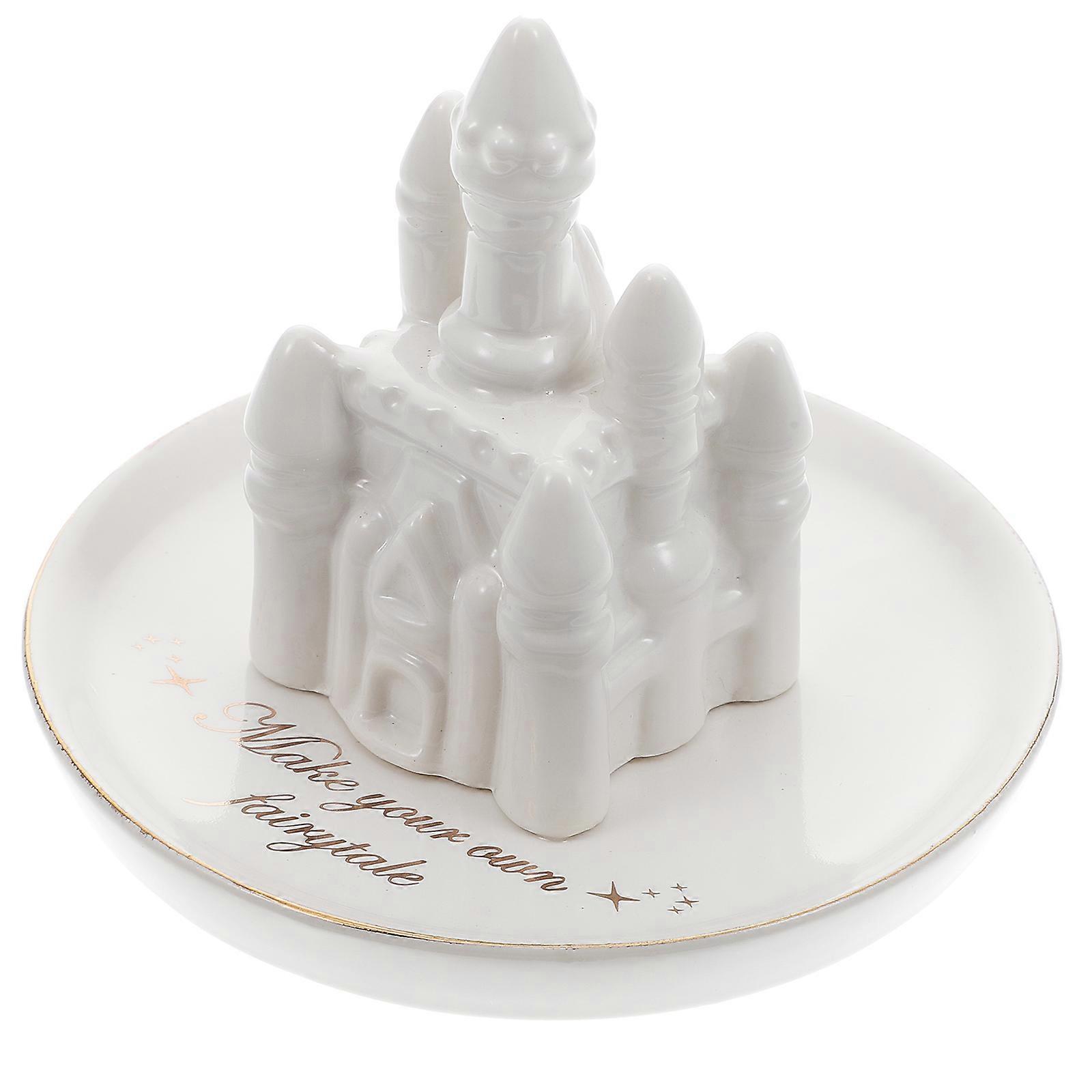Creative Jewelry Tray Ceramic Castle Display for Storage 2Pcs