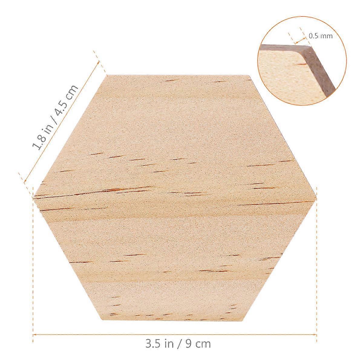 Wooden Hexagonal Slices Supvox 25Set Diy Decoration Khaki Color Hand Painting Wedding Table Decor 9cm