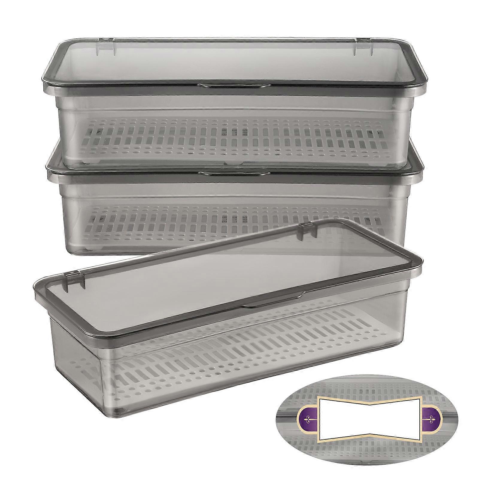 Silverware Organizer Plastic Trays with Lid for Countertop Use 3Pcs