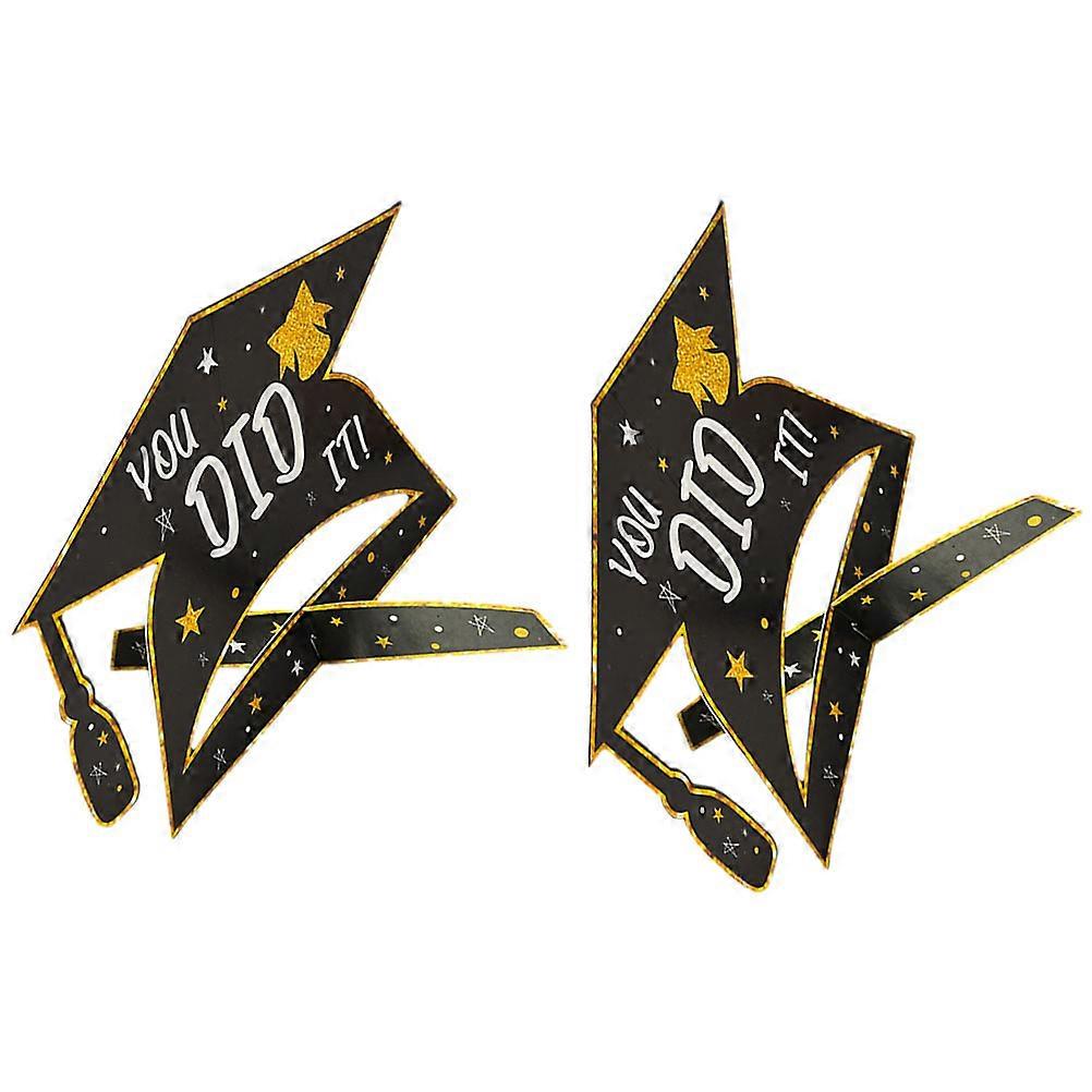 Graduation Desktop Decor 2Pcs Doctoral Cap Shape For Party Atmosphere Enhancement Black 10.2X10.2X7.9in