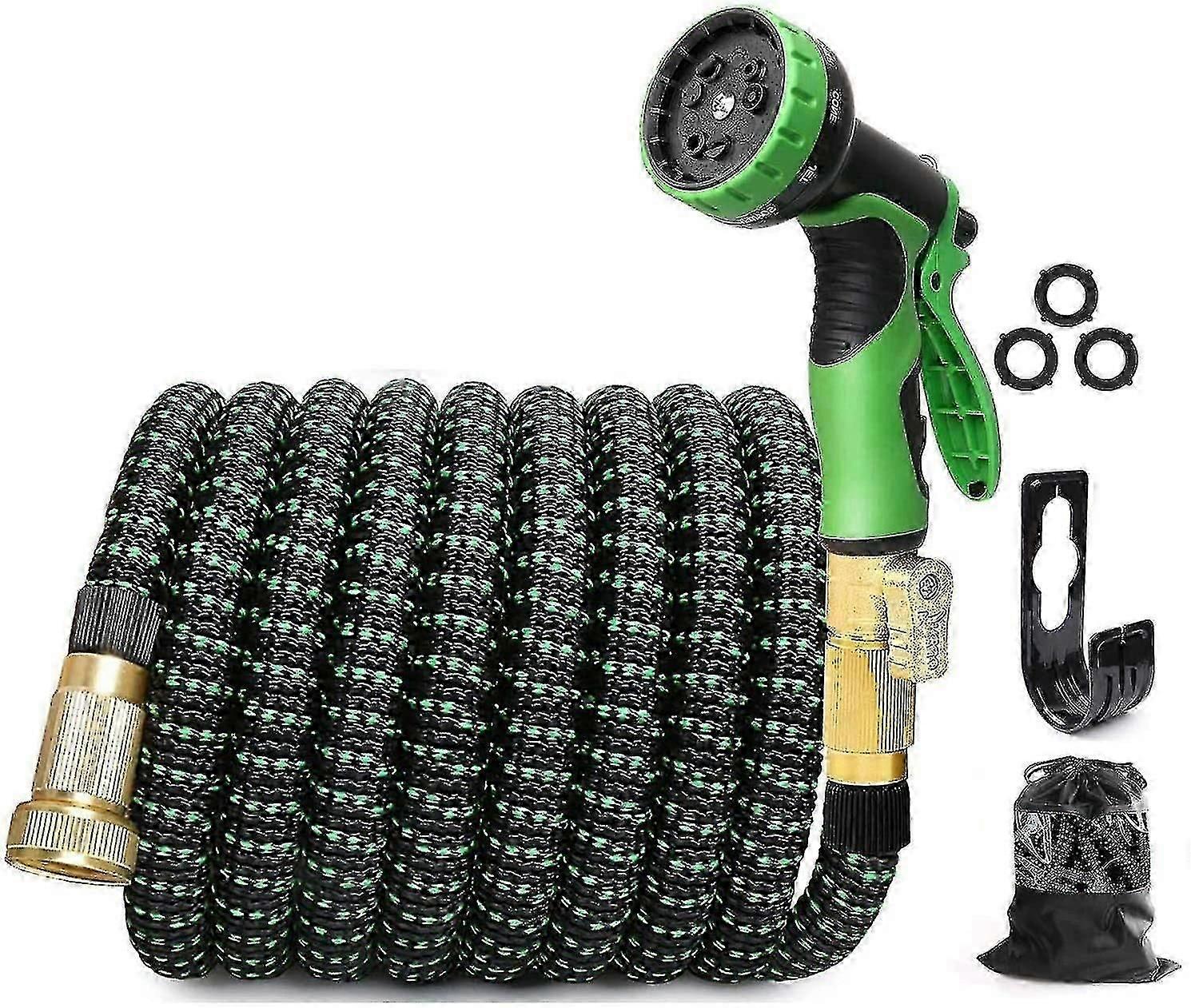 Garden Hose 25ft, Expandable Water Hose With Extra-strong Brass Connector,10 Function Spray Nozzle