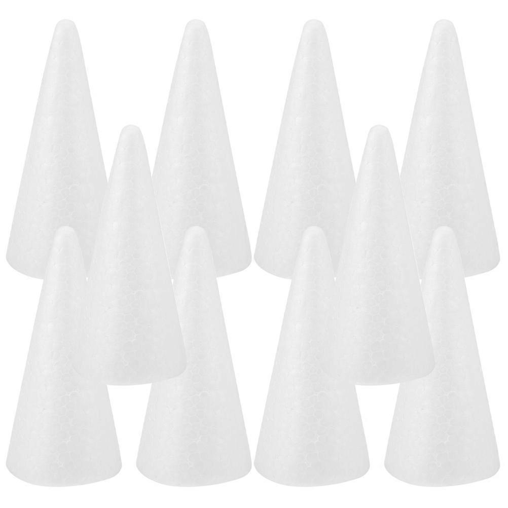 White DIY Craft Cone Foams Cones for Decor 10Pcs Foam Set
