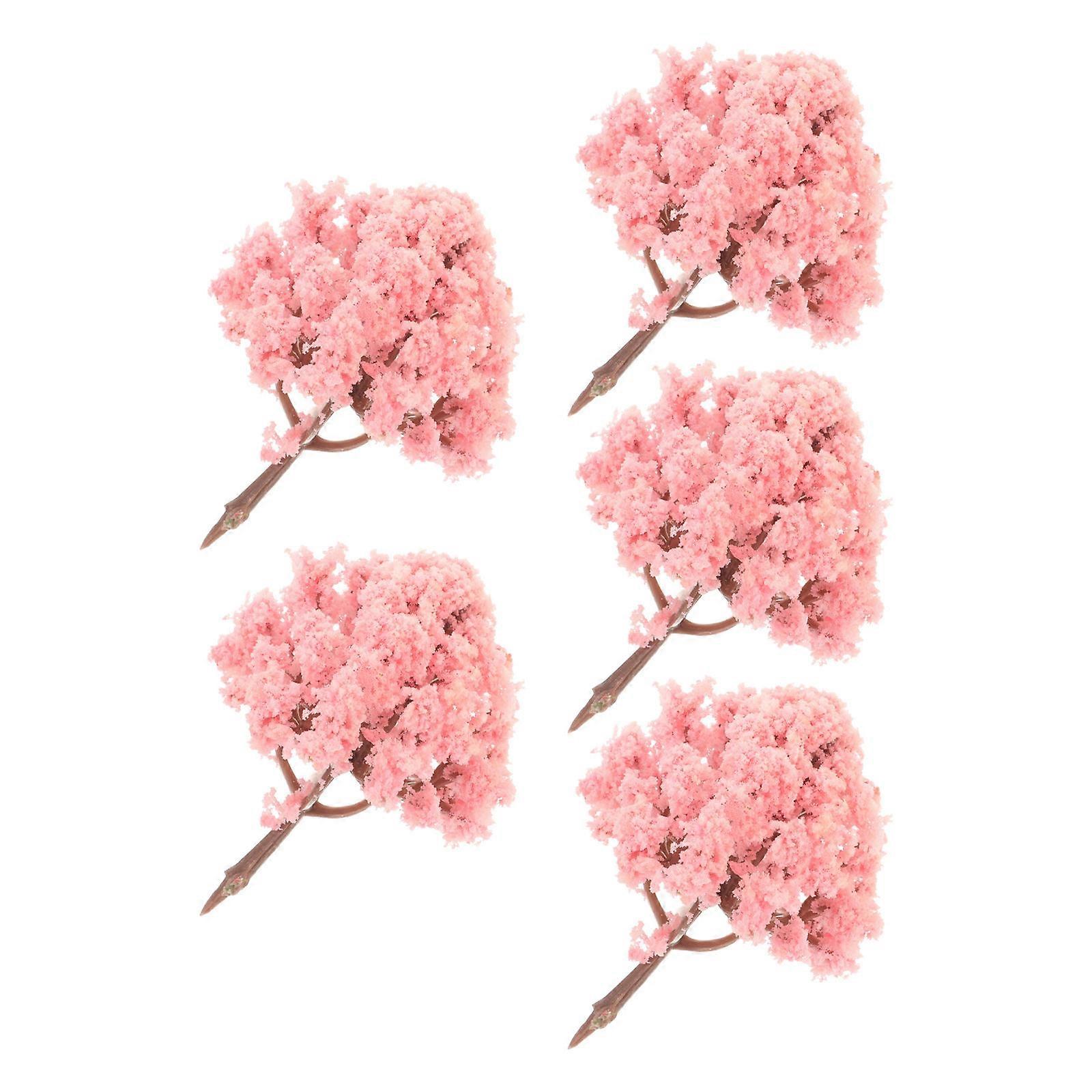 Plastic Model Trees Cherry Blossom Tree for Decor 15Pcs Miniature