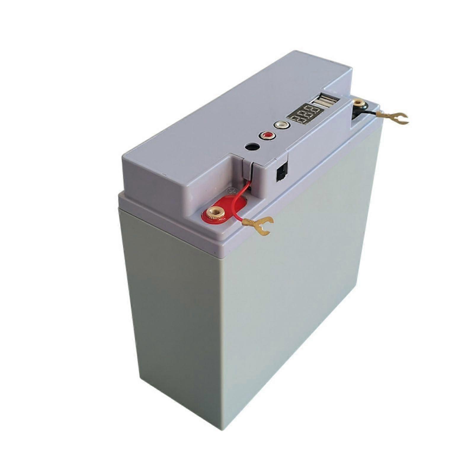 12V 17A Battery Organizers Storage Box Case With 2 USB Output LCD Display Gray