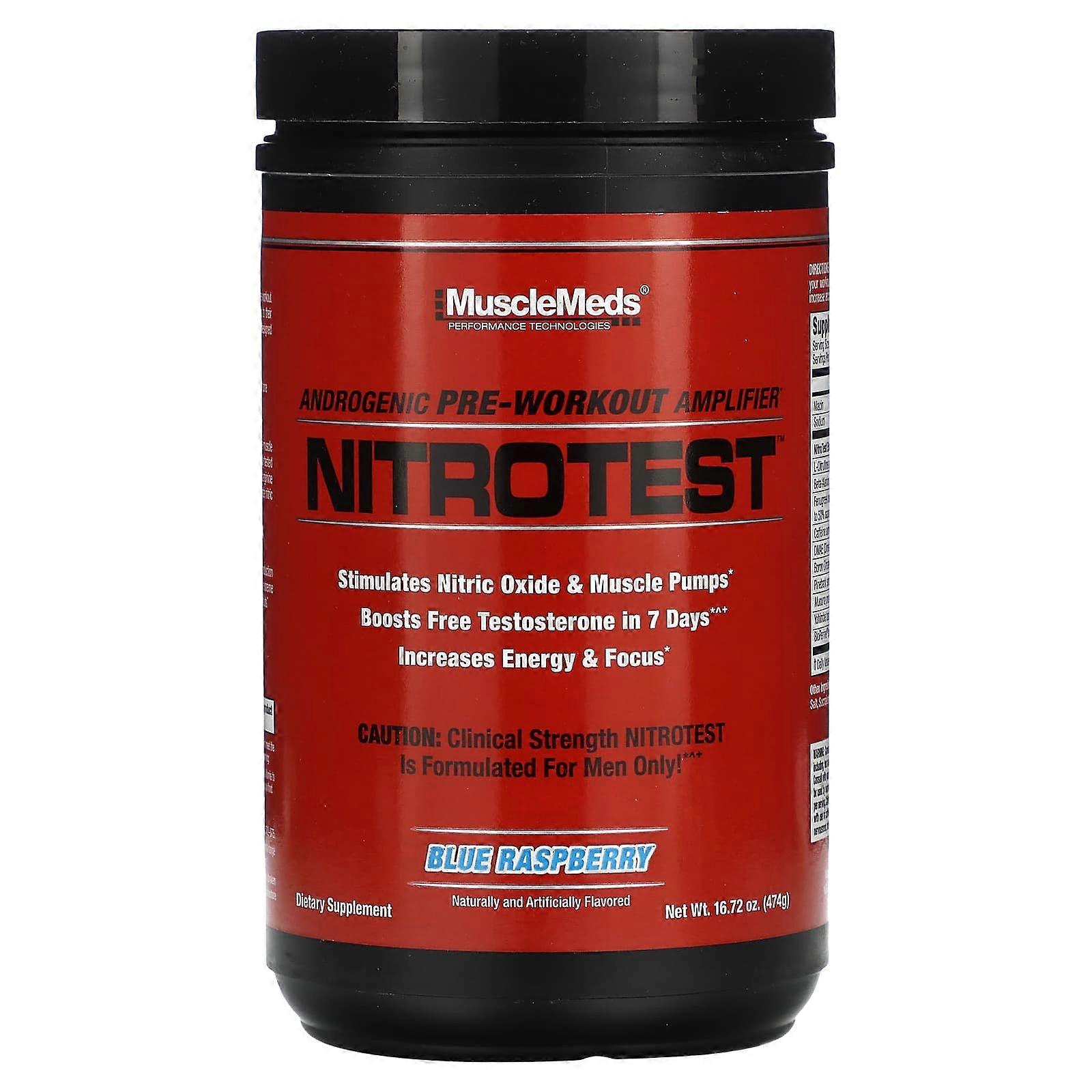 Nitrotest, Androgenic Pre-Workout Amplifier, Blue Raspberry, 16.72 oz (474 g)