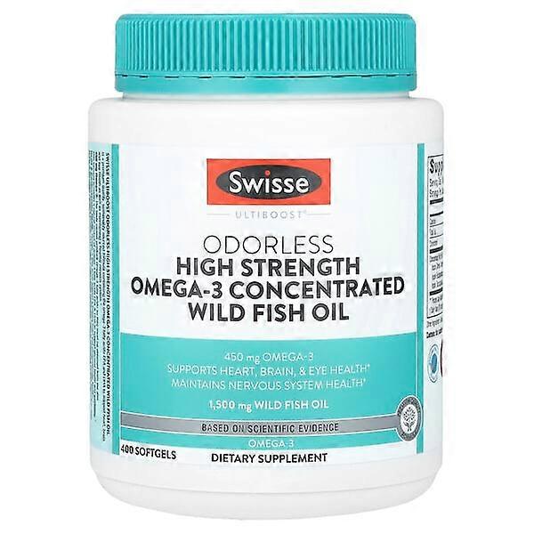 Swisse, UltiboostÃÂÃÂÃÂÃÂÃÂÃÂÃÂÃÂ®, Odorless High Strength Omega-3 Concentrated Wild Fish Oil , 1,500 mg , 400 Softgels