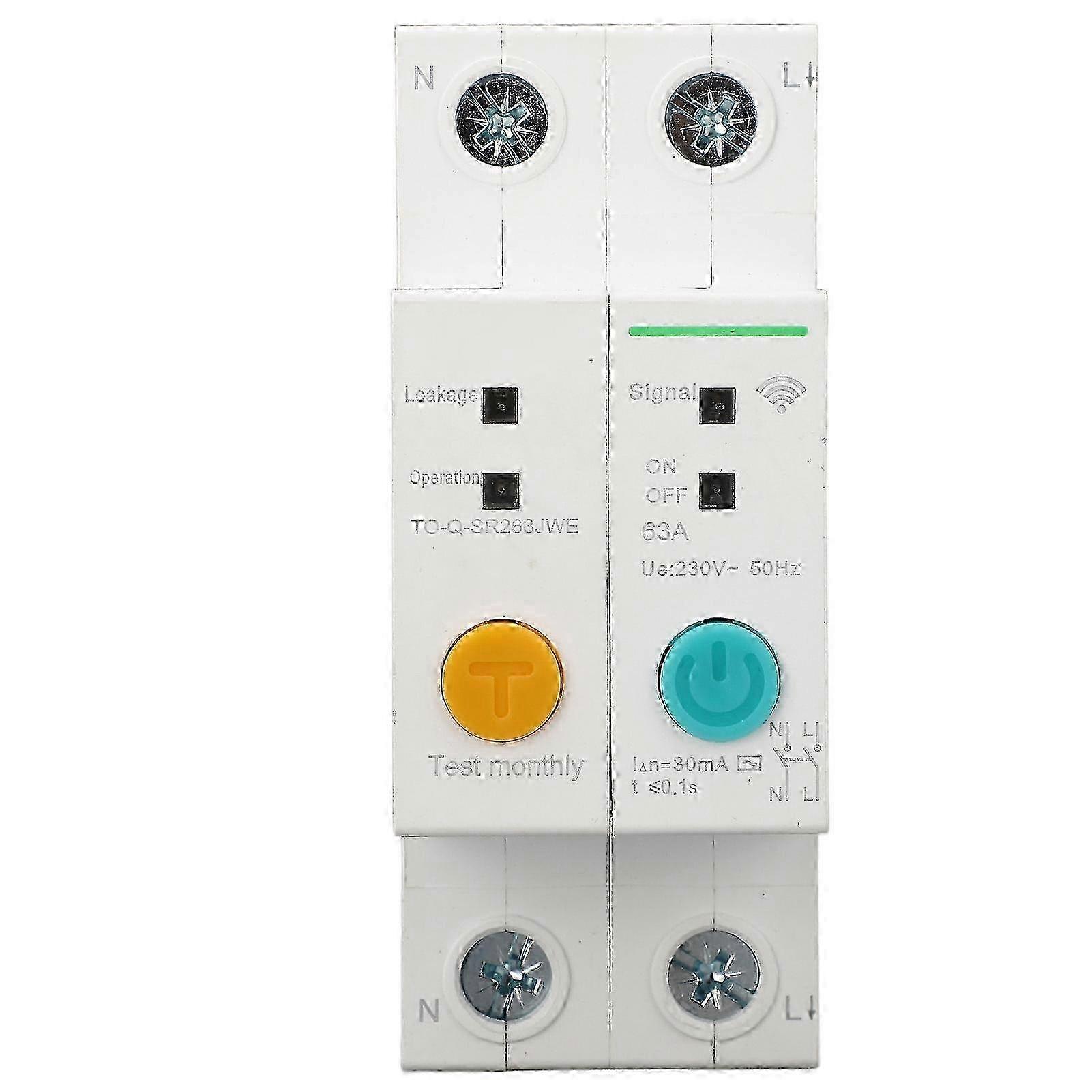 WiFi Circuit Breaker 2P 63A AC 30mA Leakage Protection Timing Remote Control MCB miao8