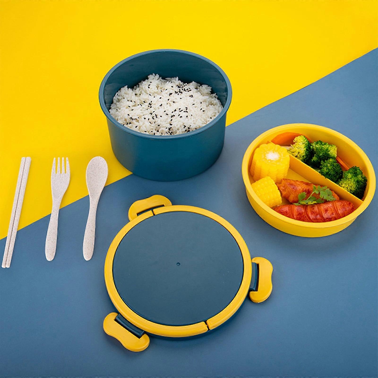 Kdkad Bento Box, 3-Compartment Lunch Container for Adults, Compatible with Microwave & Dishwasher, Includes Spoon, Chopsticks, Fork