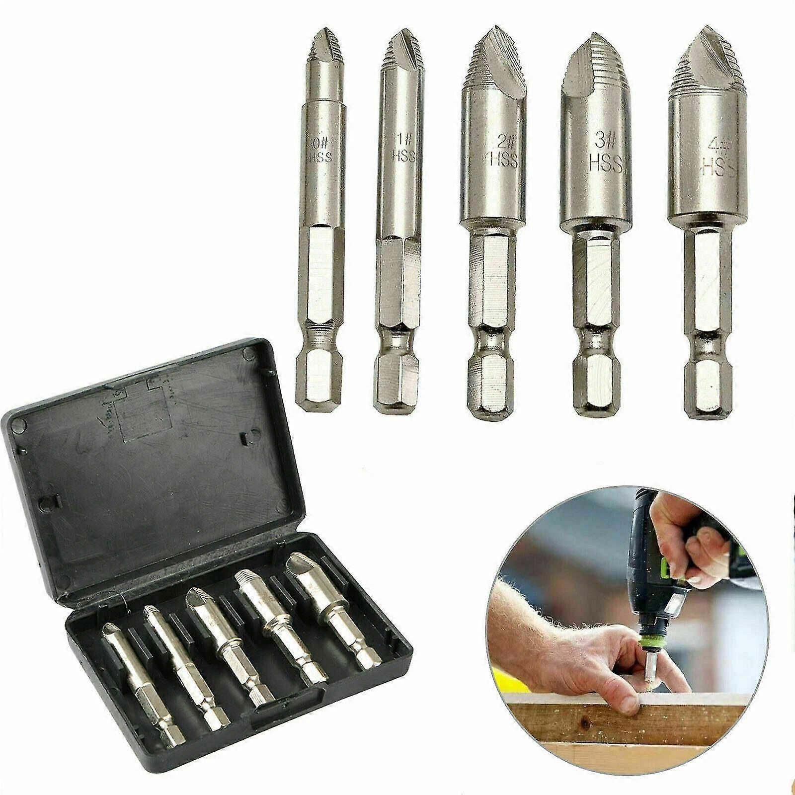5pcs Damaged Screw Extractor Set Easily Remove Stripped Damaged Screws Removers