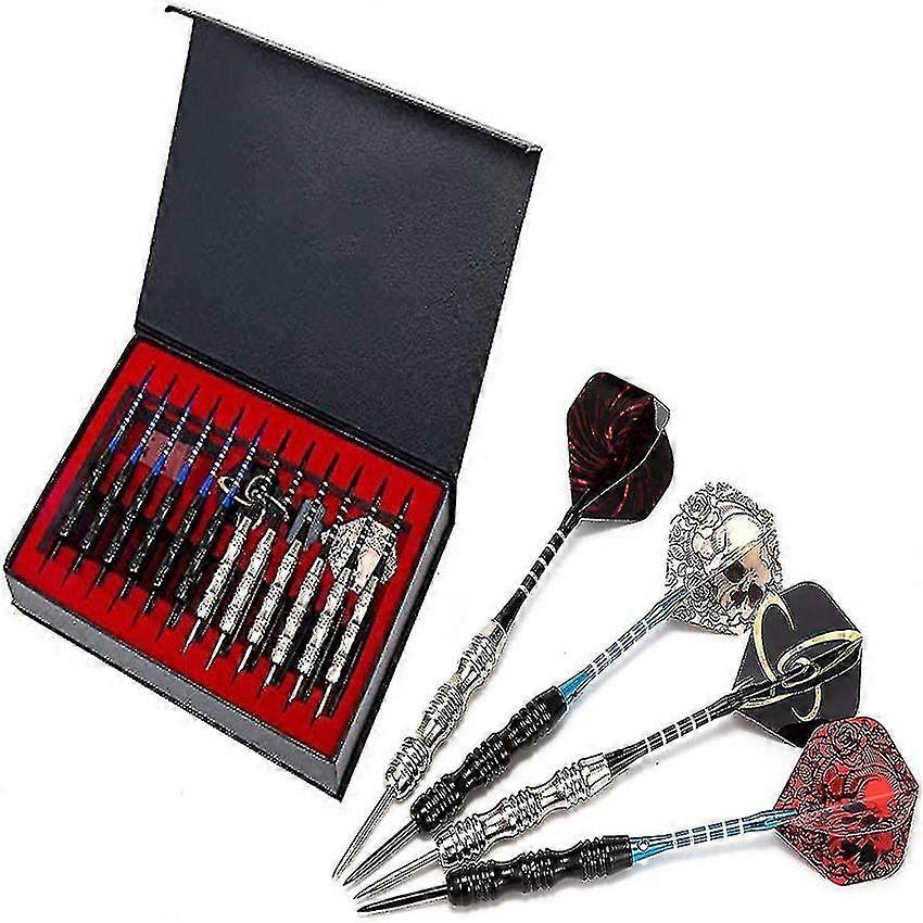 Professional Steel Tip Darts Set 12pcs 22g with Sharpener and Case